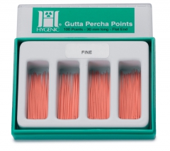 Pointes Gutta  La boîte de 200 pointes tailles assorties : XF, FF, MF, FM, M, XL  Hygenic 169141