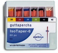 Pointes de Gutta IsoTaper - conicité 4 % et 6 %  Steriblue 168419