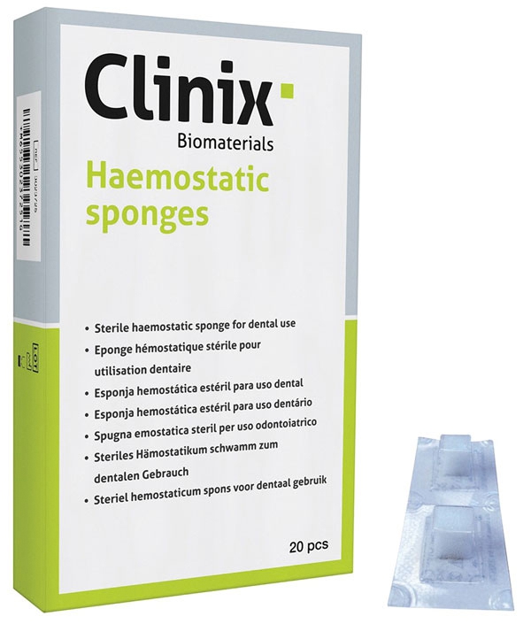 Eponges hémostatiques Haemostatic Sponges Sous blister individuel Clinix Biomaterials 180836