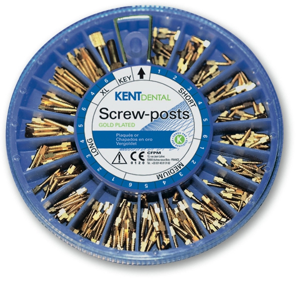 Screw-posts doré La coffret assortie 240 Screw-posts Kent Dental 181168