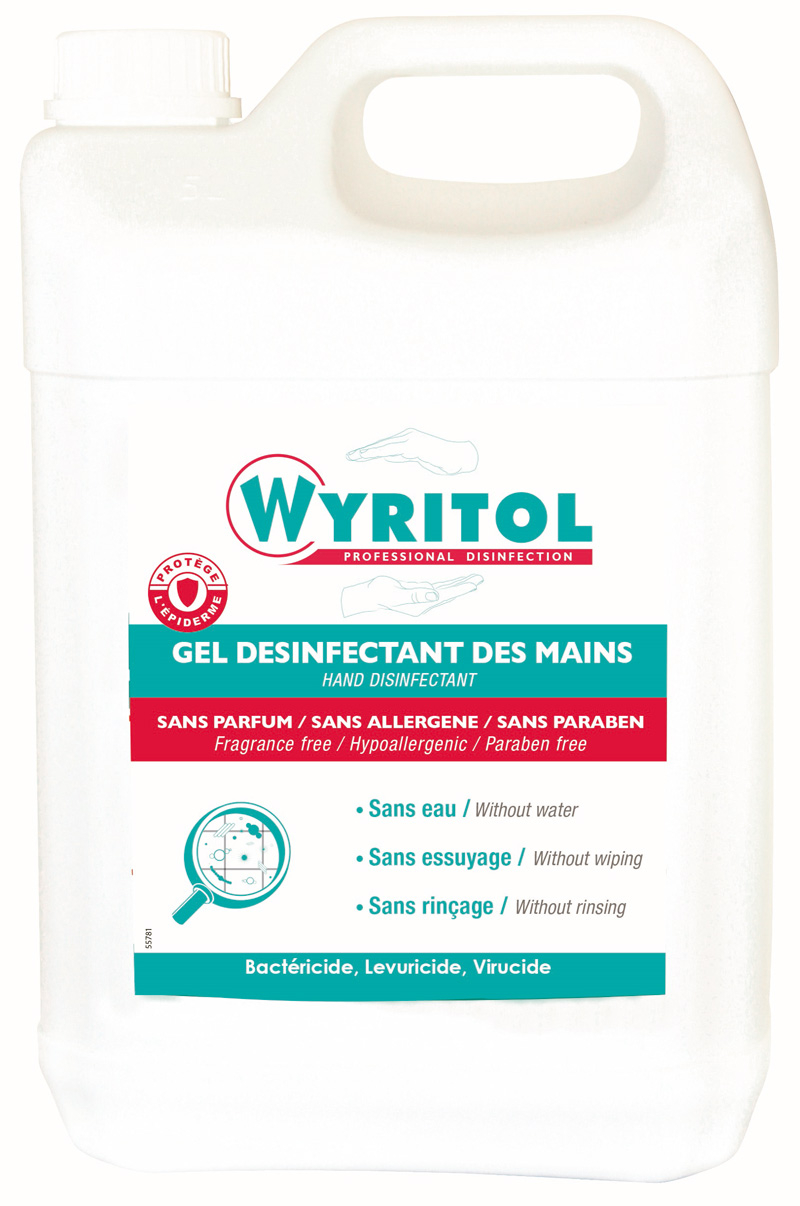 Gel hydroalcoolique désinfectant des mains  Wyritol 181369